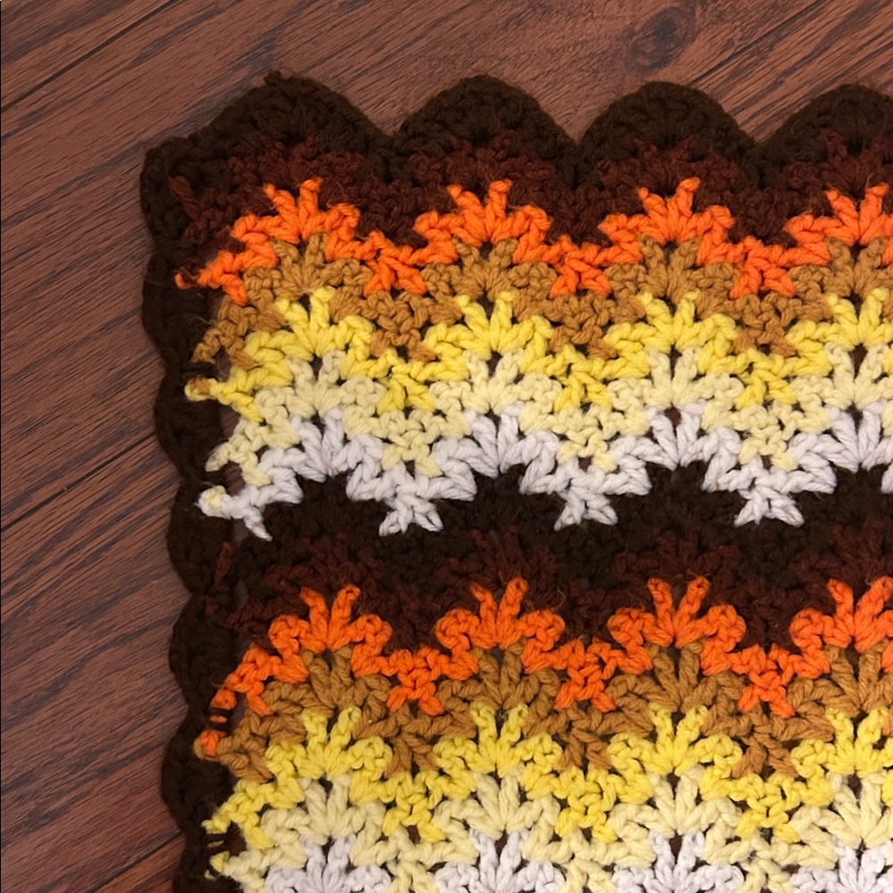 Vintage Colorful Crochet Blanket. 80 by 50. - Picture 2 of 5
